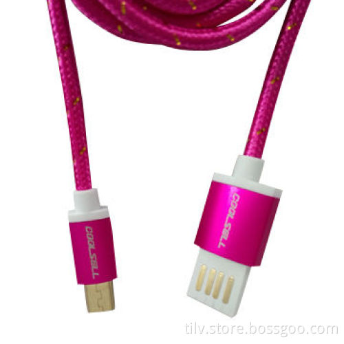 Metal Alloy Fabric Braid Micro USB Cable for Android Smartphone